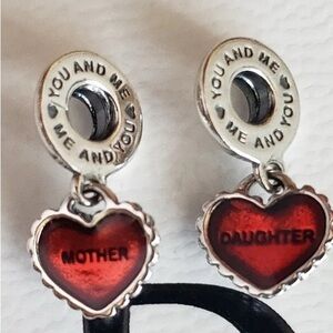 Pandora Red Heart Mother Daughter Retired Guaranteed Authentic Charms